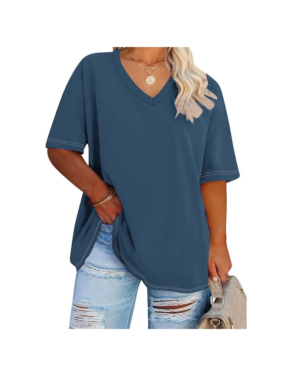 2025 Summer Tops for Womens Short Sleeve T-shirt Tops Pullover Casual Summer T Shirts Basic Tops Tees