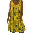 thumbnail image 1 of Summer Svings Clearance 2024! TAGOLD Womens Summer Dresses,Fashion Women Summer Casual Round-Neck Not Positioned Floral Print Sleeveless Dress, 1 of 4
