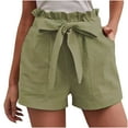 thumbnail image 1 of Savings Clearance 2025! asdoklhq 2025 Summer Fall Shorts for Women Clearance $5, Womens Plus size Women's Fashion Solid Color Casual Wide Leg Loose High Waist Lace-up Shorts, 1 of 6
