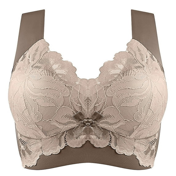Savings Clearance 2025! asdoklhq Sports Bras for Women,Bras Plus Size Lace Breathable Anti-exhaust Base Solid Non-Steel Ring Non-Magnetic Buckle Back Underwear