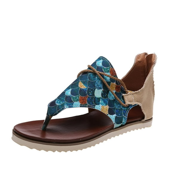 Savings Clearance 2025! asdoklhq Summer Sandals for Women,Women Summer Clip-Toe Sunflower Shoes Zipper Comfy Flats Casual Beach Sandals