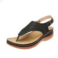 thumbnail image 1 of Savings Clearance 2025! asdoklhq Wedges for Women Summer Ladies Flip-Flops Wedge Heel Slippers Sandals Casual Flip Flops Women's Shoes Black 42, 1 of 9