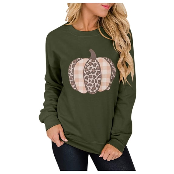Savings Clearance 2025! asdoklhq Womens Halloween Clothes Plus Size,WomenWomen's Print Long-sleeved Sweatshirt Casual Blouse Pullover