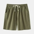 thumbnail image 1 of Savings Cotton Linen Casual Shorts for Men 2025 Drawstring Fashion Loose Comfy Sweat Shorts with Pockets, 1 of 6