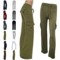 thumbnail image 1 of Fatuov Wide Leg Cargo Pants for Women Summer Fashion High Waist Yoga Leggings with Pockets Y2k Drawstring Plus Size Pants Green, 1 of 4