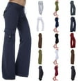 thumbnail image 1 of Fatuov Wide Leg Cargo Pants for Women Summer Fashion High Waist Yoga Leggings with Pockets Y2k Drawstring Plus Size Pants Navy, 1 of 3