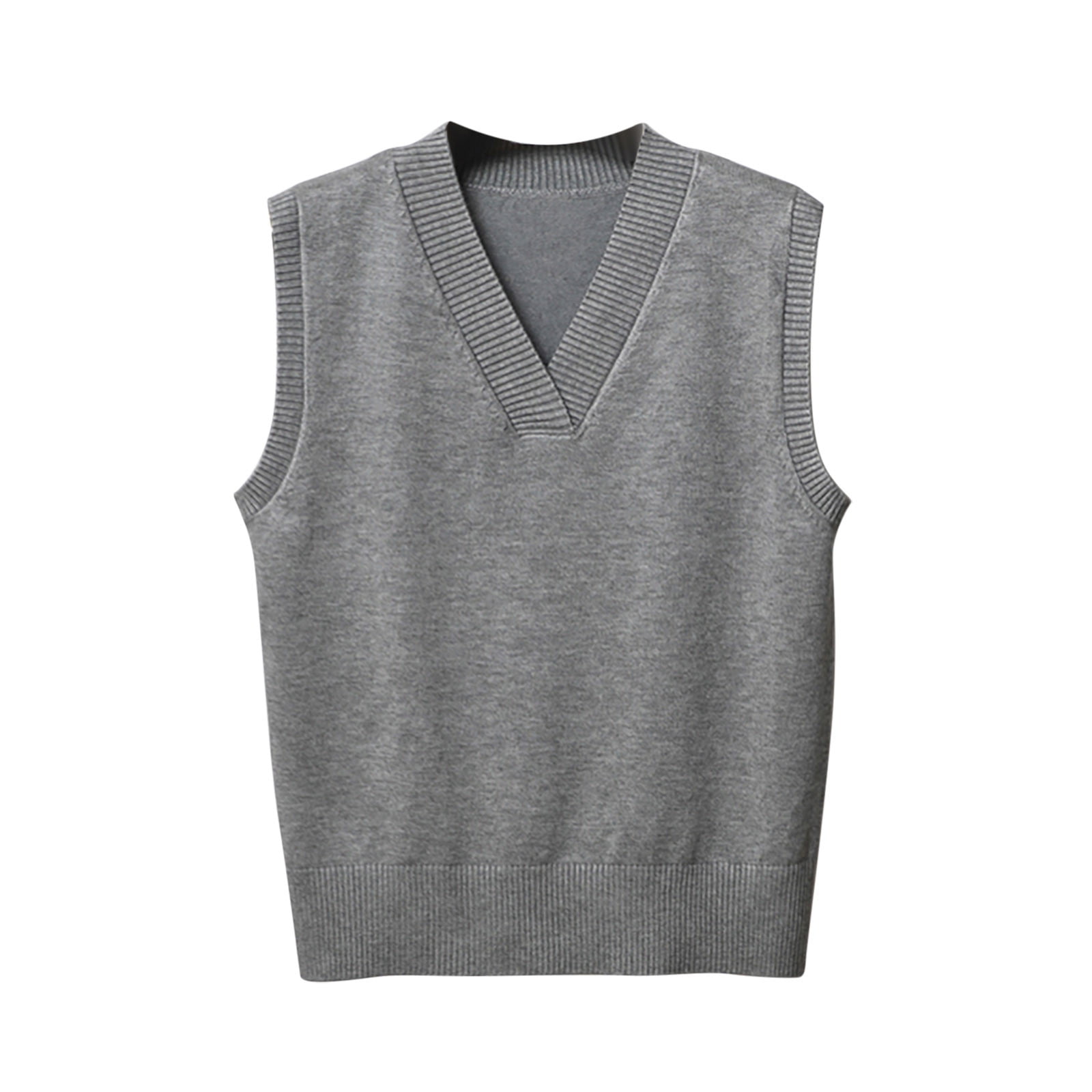 Women Casual Autumn Cotton V Neck Cable Knit Vest