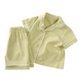 thumbnail image 1 of LADIGASU Toddler Kids Boys Girls Cute Solid Color Short Sleeve Top Shorts Home Wear Suit, 1 of 8