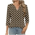 thumbnail image 1 of Polka Dot Tops for Women V Neck 3/4 Sleeve Tunic Blouses Dressy Casual Three Quarter Length Sleeve Graphic Tee Shirts, 1 of 6