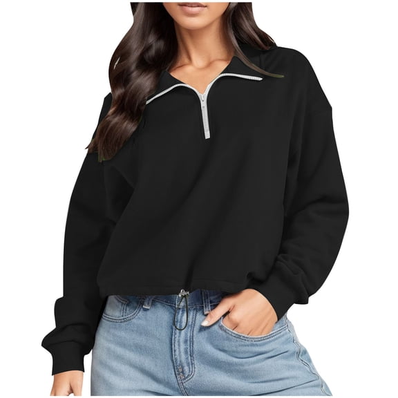 Quarter Zip Pullover Women Casual Long Sleeve Sweatshirts Lightweight Pullover Sweatshirt Loose Fit Sweatshirts