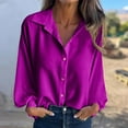 thumbnail image 1 of Women's Button Down Shirt Casual Raglan Long Sleeve Business Work Dressy Blouses Tops Loose Fit Lapel Collar Shirts, 1 of 8