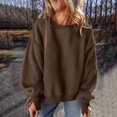thumbnail image 1 of Women's Oversized Fleece Lined Sweatshirt, Loose Crewneck Lantern Long Sleeve Pullover Drop Shoulder Tunic Tops, 1 of 9