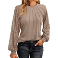 thumbnail image 1 of Womens Long Sleeve Shirts Lace Tops Business Casual Fall Fashion Outfits Clothes Knitted Y2k Blouses, 1 of 6