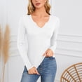 thumbnail image 1 of Womens Long Sleeve Shirts V Neck Ribbed Knit Y2k Going Out Tops Slim Fitted Basic T-Shirts Tees Fashion Clothes, 1 of 9