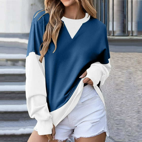 Womens Sweatshirt Casual Long Sleeve Crewneck Pullover Sweatshirts Fall Fashion Clothes