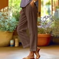 thumbnail image 1 of Womens Workout Pants Plus Size Yoga Pants Women's Spring And Solid Color Elastic Waist Cotton Linen Versatile Straight Tube Casual Wide Leg Pants Gift for Her S-5XL, 1 of 6