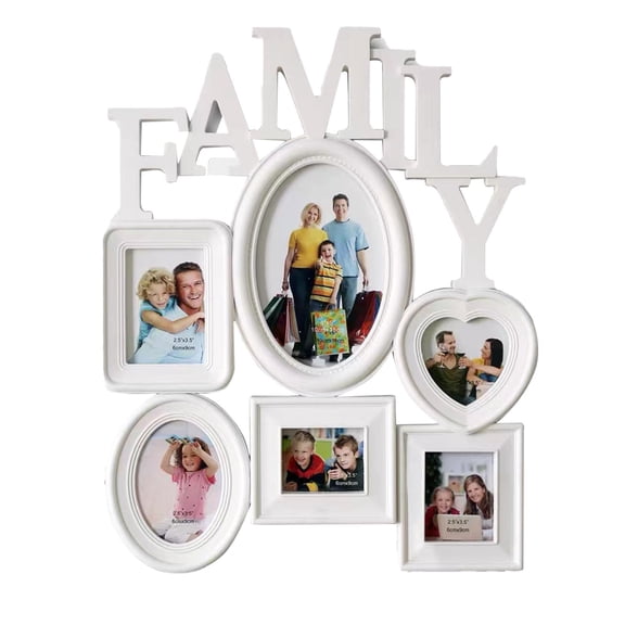 Zeceouar Family Combo Photo Frame PVC Family Combo Wall Mounted Photo Frame for Desktop or Tabletop Display ,Frame Can Display 6 Photos,Unique Photo Frame Design