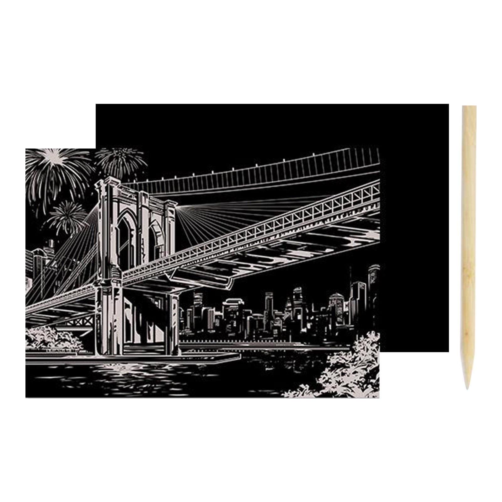 Zeceouar Colorful Scratch Paper Set City Night Scene Painting Living ...