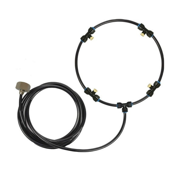 Savings Clearance! bfogop Outdoor Misting Fan Kit - Fan Mister for Cooling 16in Misting System for Patio Garden + 4 Brass Nozzles + Brass Adapter (3/4in) Black