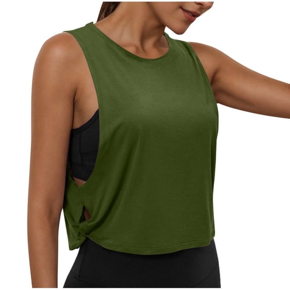 cocolona Womens Summer Workout Tank Tops Crew Neck Sleeveless Gym Running Yoga Sports Shirts S-2XL