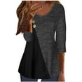 thumbnail image 1 of Colorblock Long Sleeve V Neck Tops for Women Tunic Shirts Casual Loose Pullover Blouses Gray,L, 1 of 6