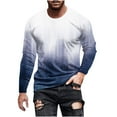 thumbnail image 1 of Cotton Gradient Color Long Sleeve Crewneck Tops for Men Plus Size Comfy Pullover 3D Print T Shirts Dark Blue,XL, 1 of 6