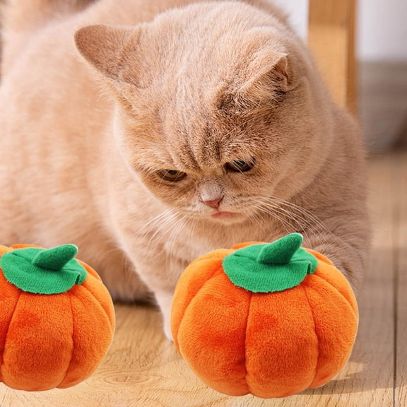 Cute Plush Dog Toys Soft Plush Orange Halloween Pumpkin Stuffed Toy for Small Medium Dog Cat Pets Squeaker Chew Toy Animals Training Playing Toy Christmas Holiday Gifts