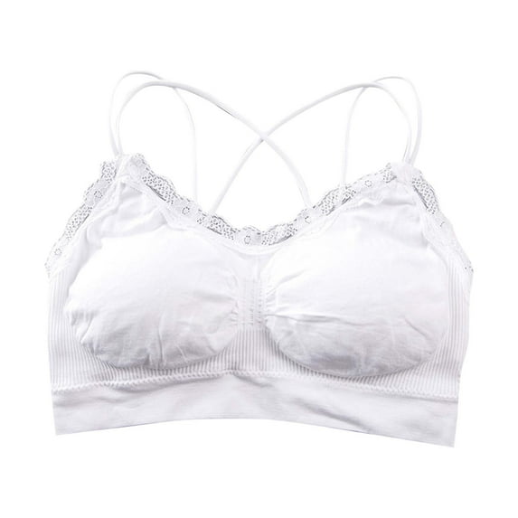 Savings Daisy Bras for Women Floral Lace Trim Bra Spaghetti Adjustable Straps Bralettes One Piece Seamless Brassiere Supportive Push Up Closure Wireless Underwear Sexy Everyday Bras