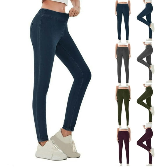 Savings Deals Pull On Stretchy Jeans for Women High Waisted Skinny Jean Leggings Control Denim Pants Skinny Denim Leggings with Pockets Blue 2XL