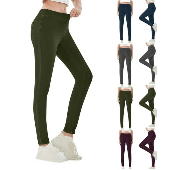 Savings Deals Pull On Stretchy Jeans for Women Stretchy Jeans High Waisted Skinny Jean Leggings Control Denim Pants Army Green L
