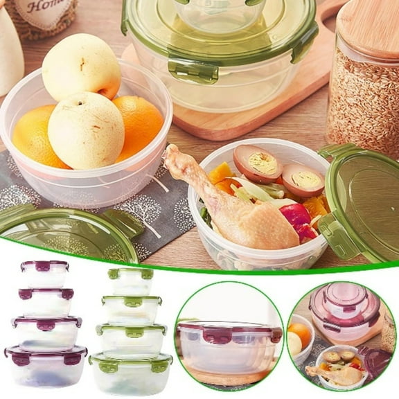 Savings Dianli 4 Pack Refrigerator Food Storage Containers with Lids Multipurpose Bento Lunch Boxes Microwave Safe Freezer Safe Circular Plastic Sealed Preservation Box Todays Must-Have Bargains
