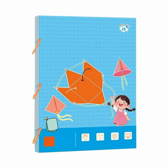 Savings Dianli Geometry Puzzle Book + Pull-String Quiet Activity Book + 3D Solid Shapes Learning Game + STEM Logic Toy for Elementary Students + DIY Spatial Thinking Training Gift