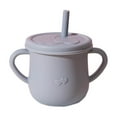 thumbnail image 1 of Dianli Silicone Straw Cup for Infants 150ml Leak-Proof Training Cup with 2 Handles Snack Lid Food Grade Drop-Resistant Toddler Drinking Cup Random Designs BPA-Free Easy Clean Birthday Gift, 1 of 5
