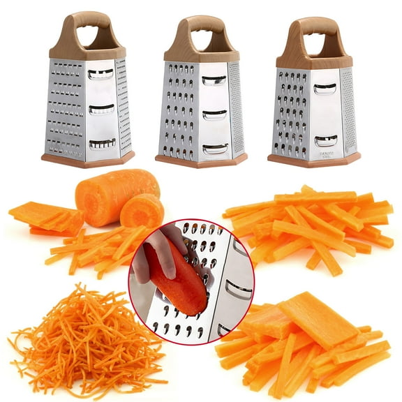 Savings Dianli Six-Sided Stainless Steel Vegetable Chopper, Multi-Function Peeler and Slicer, Wood Grain Handle, Non-Slip Base, Easy Clean, Durable Kitchen Gadget, 8.7"x4" Stylish Finds for Less