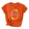 thumbnail image 1 of Easter Short Sleeve Round Neck Shirts Women Casual Cute Print Tee Summer Lightweight Pullover Tops (L, C Orange), 1 of 3
