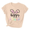 thumbnail image 1 of Easter Women Short Sleeve Shirts Casual Round Neck Cute Print Tee Summer Lightweight Pullover Tops (2XL, B Beige), 1 of 3