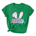 thumbnail image 1 of Savings Easter Womens Short Sleeve Shirts Casual Round Neck Cute Print Tee Summer Lightweight Pullover Tops (3XL, A Green), 1 of 3