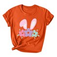 thumbnail image 1 of Savings Easter Womens Short Sleeve Shirts Casual Round Neck Cute Print Tee Summer Lightweight Pullover Tops (3XL, A Orange), 1 of 3