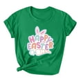 thumbnail image 1 of Savings Easter Womens Short Sleeve Shirts Casual Round Neck Cute Print Tee Summer Lightweight Pullover Tops (L, B Green), 1 of 3