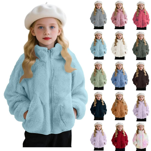 Fleece Top for Toddlers Girls Boys Fleece Hoody Jackets Kids Zip Up Outerwear Coat Toddler Kids Sweatshirt
