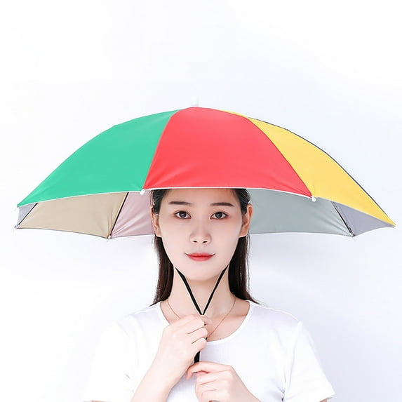 Folding Umbrella Hat - 27" Diameter Head Umbrella - Adjustable for Kids,Men,Women - Ideal for UV Shield,Rain Defense, Baseball Fun,Gardening Adventures Headwear for Outdoor Party Beach Hiking