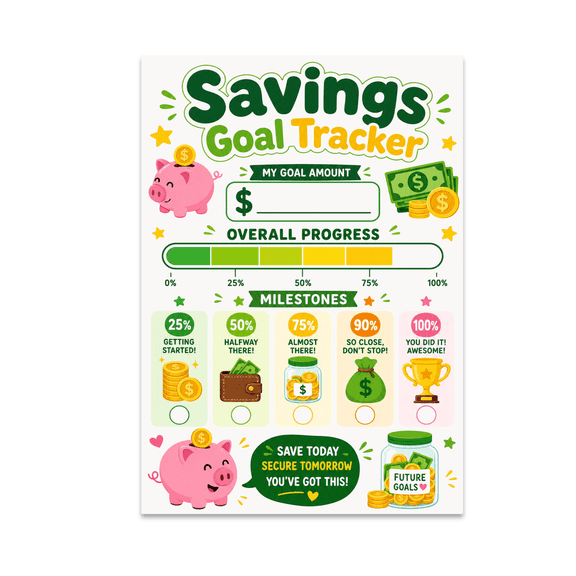 Savings Goal Tracker Wall Art - Finance Enthusiast - 13x19 Poster Print