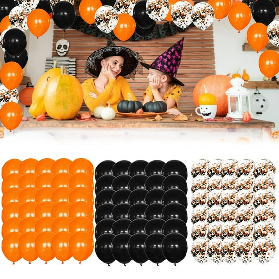 Savings Halloween Balloons Garland Arch Kit, 82PCS Black Orange Purple Latex Balloons Halloween Party Decorations with Confetti Balloons for Girls Boys Halloween Haunted Party Indoor Outdoor Supplies