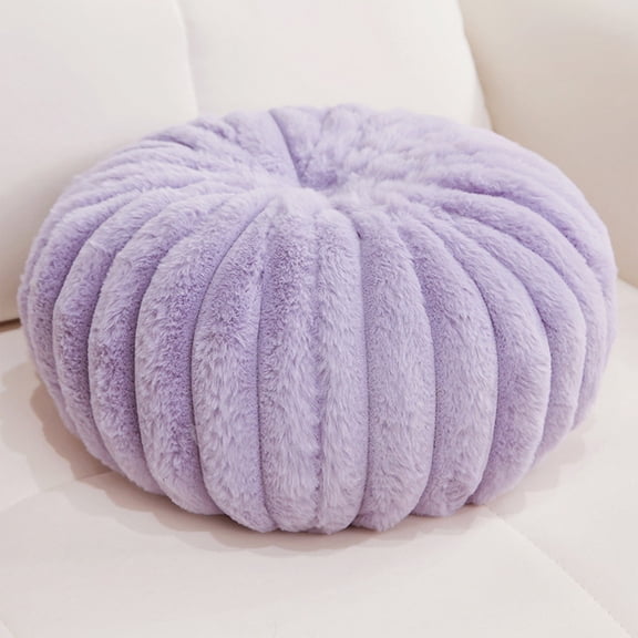 Halloween Decorations Indoor Round Pillows Cushions for Couch,Plush Striped Round Couch Throw Pillow,Pleated Pumpkin Shaped Cushion for Sofa,Floor Pillow Cushion,Velvet Thick Home Decoration