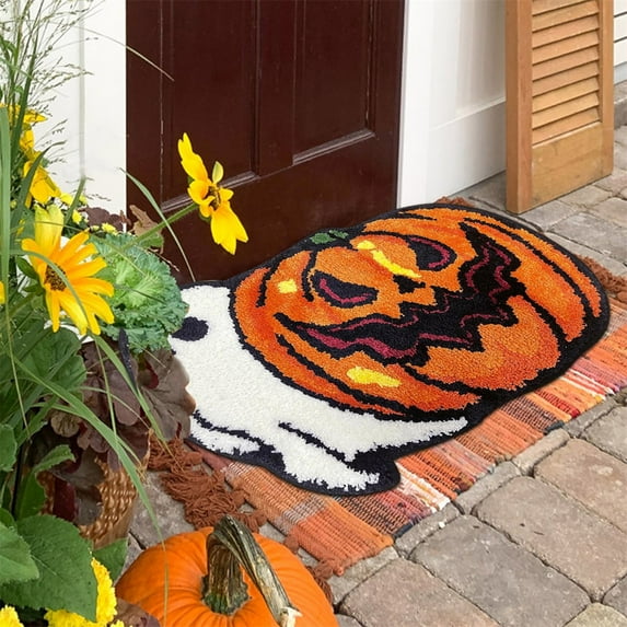 Halloween Ghost Plush Doormat, Soft Absorbent Non-Slip Bathroom Rug, Cute Halloween-Themed Bath Mat for Home, Indoor Decoration (20x31 Inches)