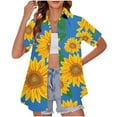 thumbnail image 1 of Hawaiian Shirts for Women Basic Collared Tee Shirt Coconut Palm Hawaii Style Tunic Blouses Button Down Short Sleeve Blouses Summer Beach Shirt Tropical Shirts Loose Flowy Vacation Clothes, 1 of 6