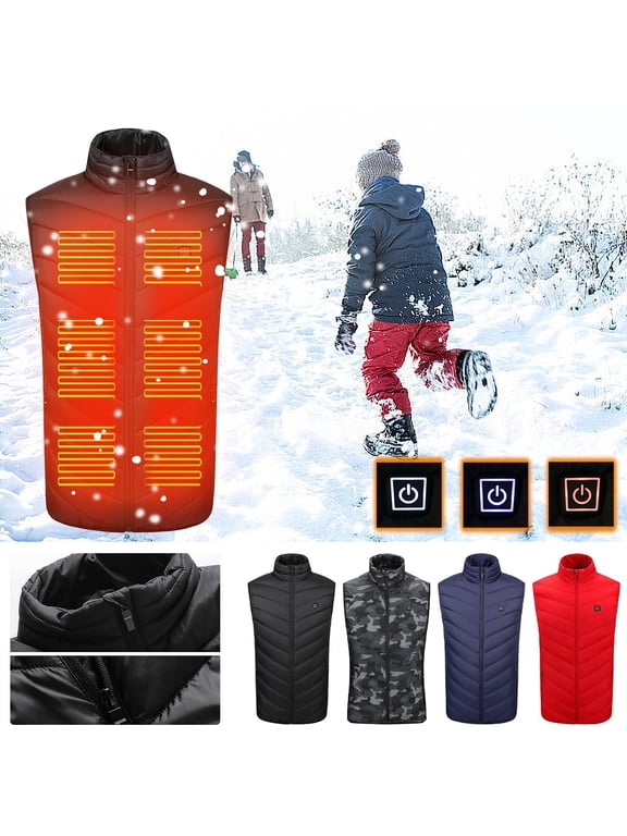 Heated Vest for Winter,USB Warming Vest Electric Rechargeable Cotton Heat Vest,Washable 3 Temperature Modes Heating Thermostatic Vest with 2-9 Heating Zones for Men Women