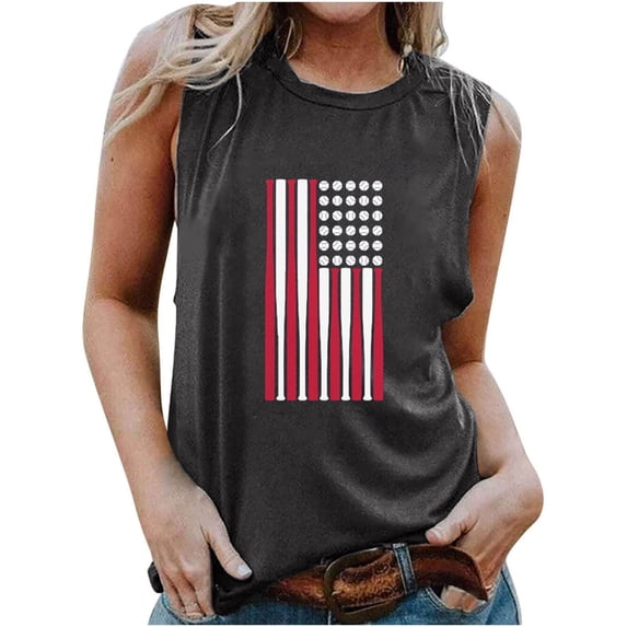 Savings Independence Day Tank Tops for Women, Summer Womens 4Th of July Sleeveless Shirts American Flag Printed Camisole Retro Patriotic T-Shirts Workout Going Out Tunics Outfits