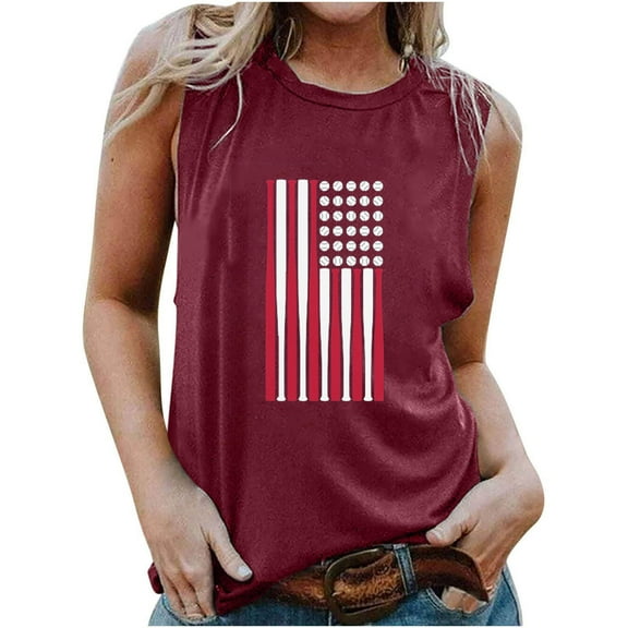 Independence Day Tank Tops for Women锛?Summer Womens 4Th of July Sleeveless Shirts American Flag Printed Camisole Retro Patriotic T-Shirts Workout Going Out Tunics Outfits