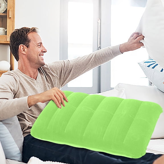 Inflatable Outdoor Travel Pillow Portable Soft Cushion Nap Bed Pillow,Neck Support Pillow,PVC Flocking Air Pillow Sleep Cushion Head Rest Support for Travel Office Hiking Beach Car Plane